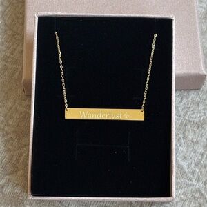 Brand New 14K Gold Plated 925 Sterling Silver Wanderlust Bar Necklace Airplane
